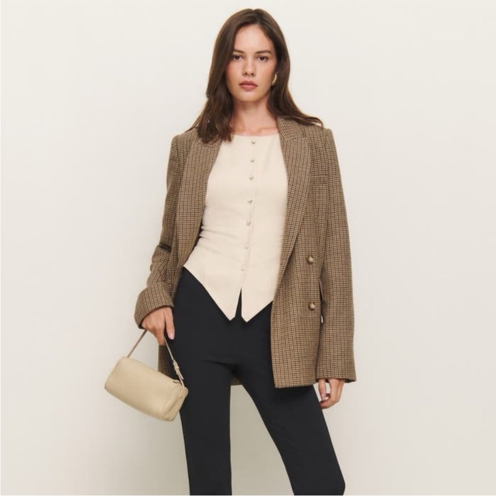 Reformation Ivory Sculpted Waist Button-Front Blouse - Picture 3 of 7